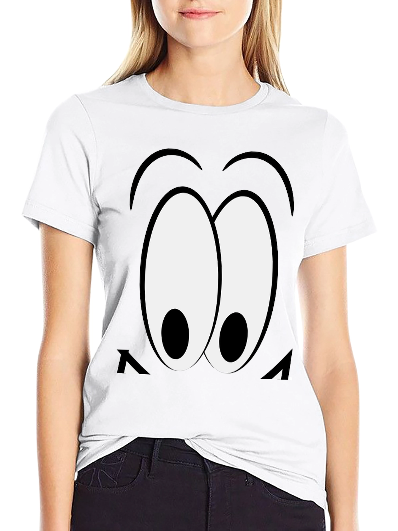 Cartoon Eyes Black T-Shirt