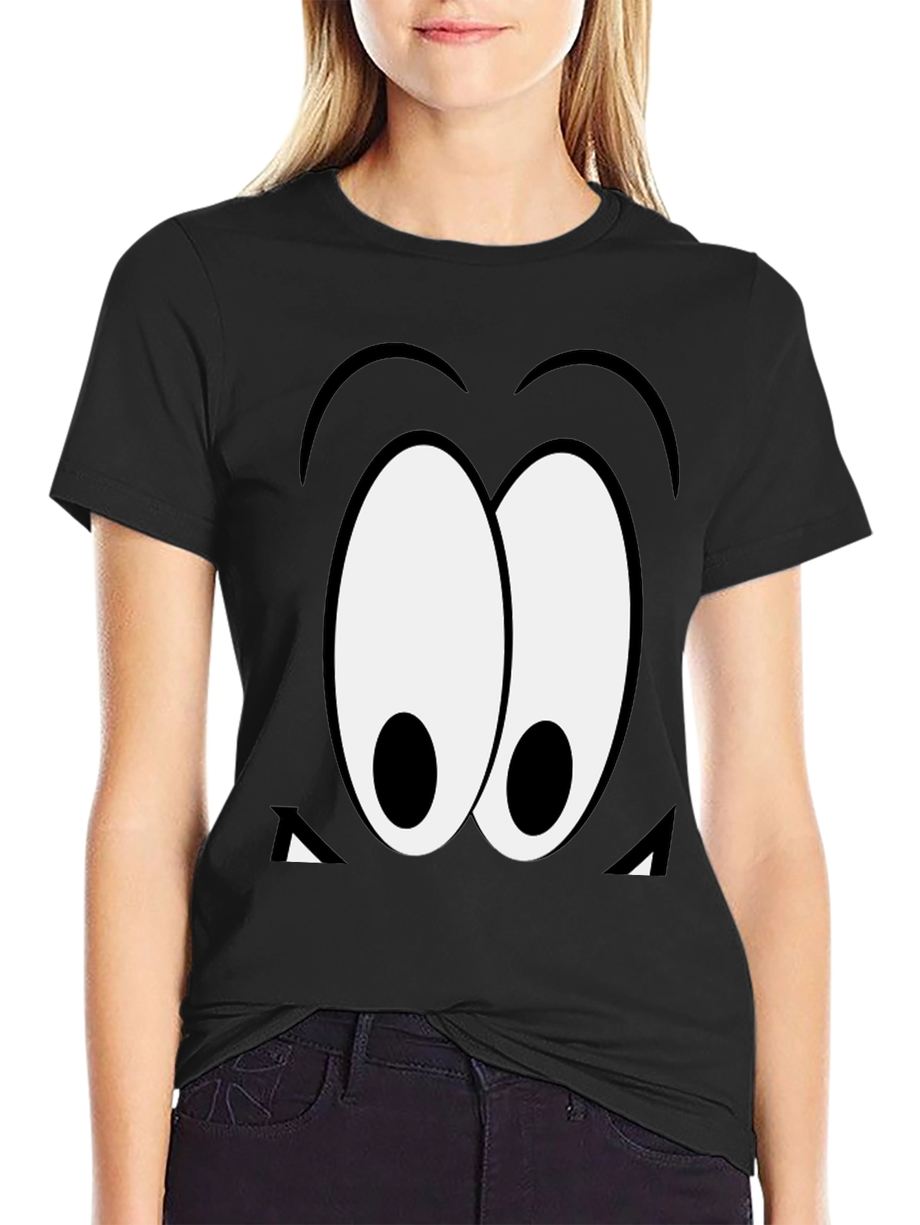 Cartoon Eyes Black T-Shirt