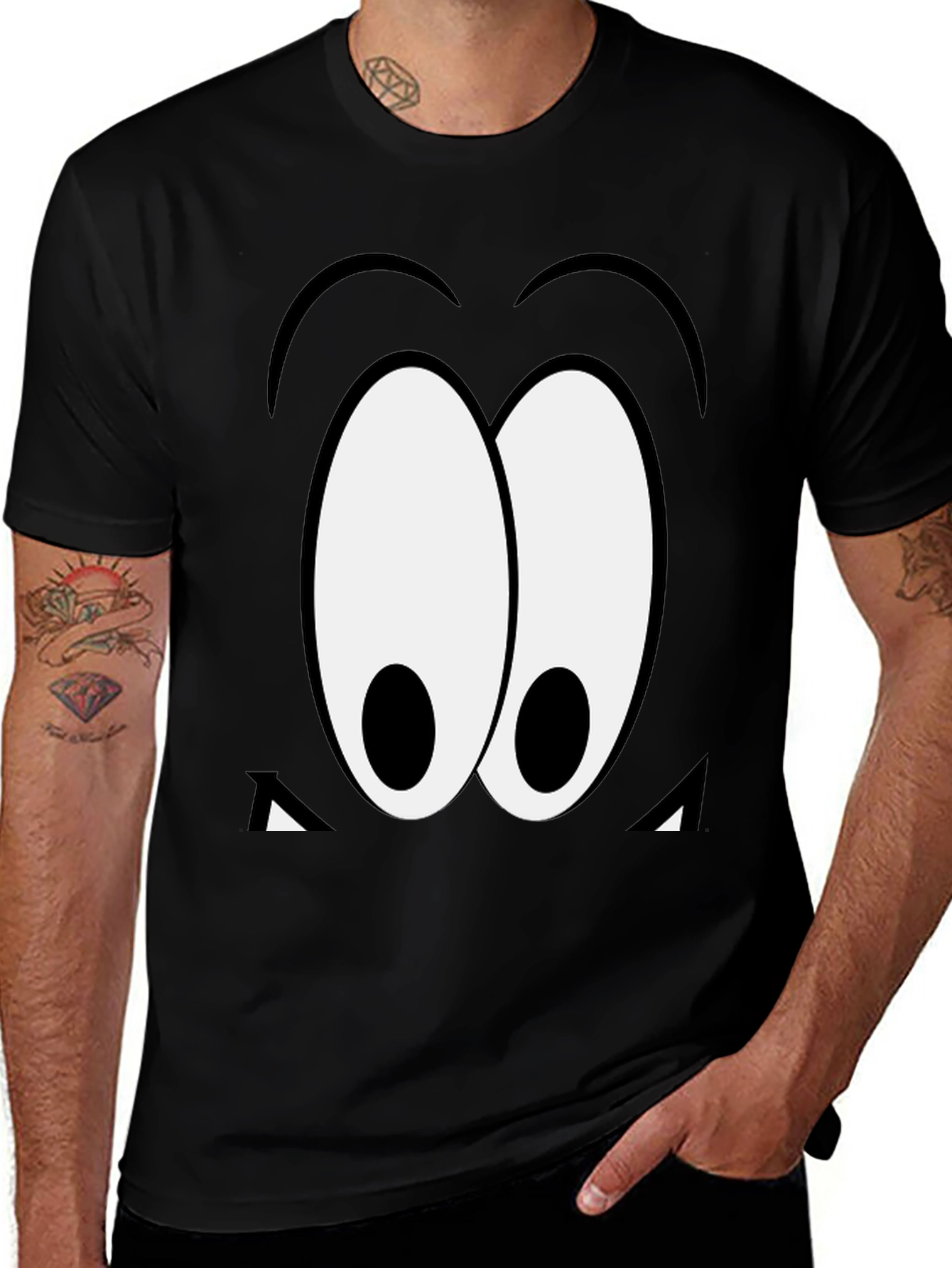 Cartoon Eyes Black T-Shirt