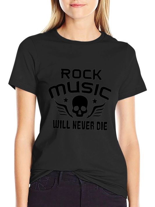 Rock Music Skull Graphic Tee - Black