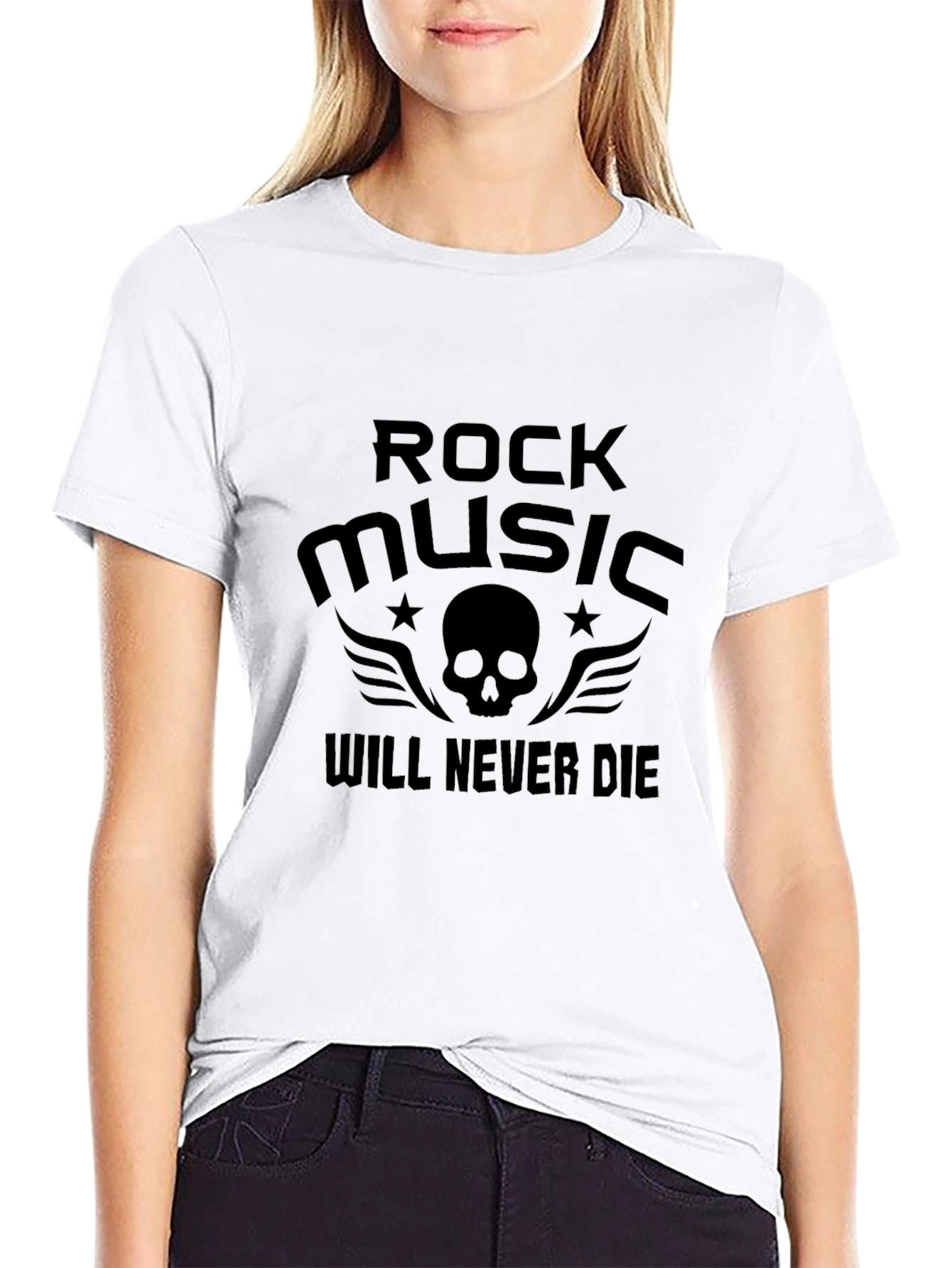Rock Music Skull Graphic Tee - Black