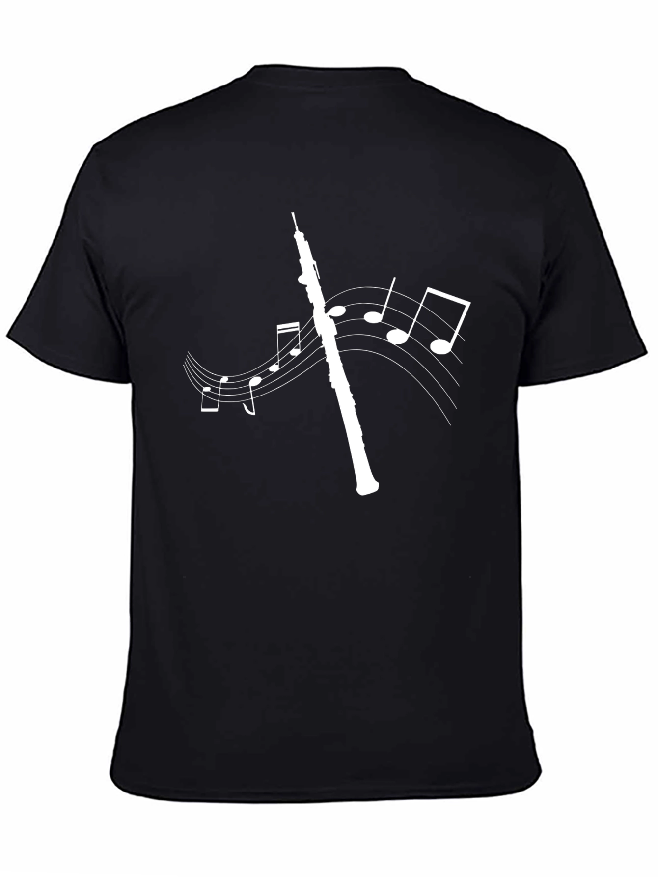 Oboe Music Notes Graphic Tee - Black