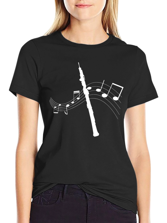 Oboe Music Notes Graphic Tee - Black