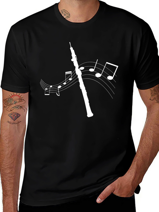 Oboe Music Notes Graphic Tee - Black