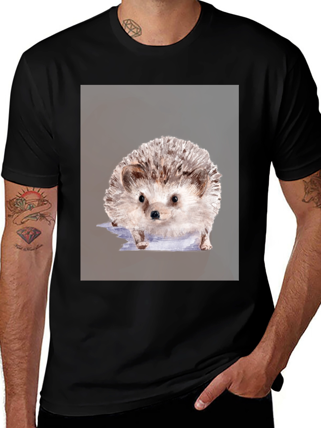 Hedgehog Graphic Tee - Unisex Black T-Shirt