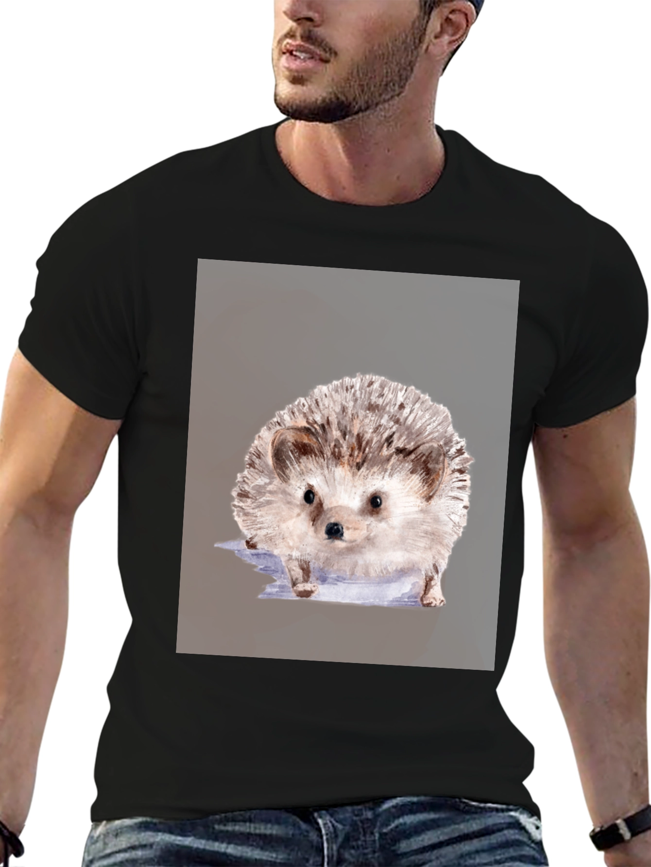 Hedgehog Graphic Tee - Unisex Black T-Shirt
