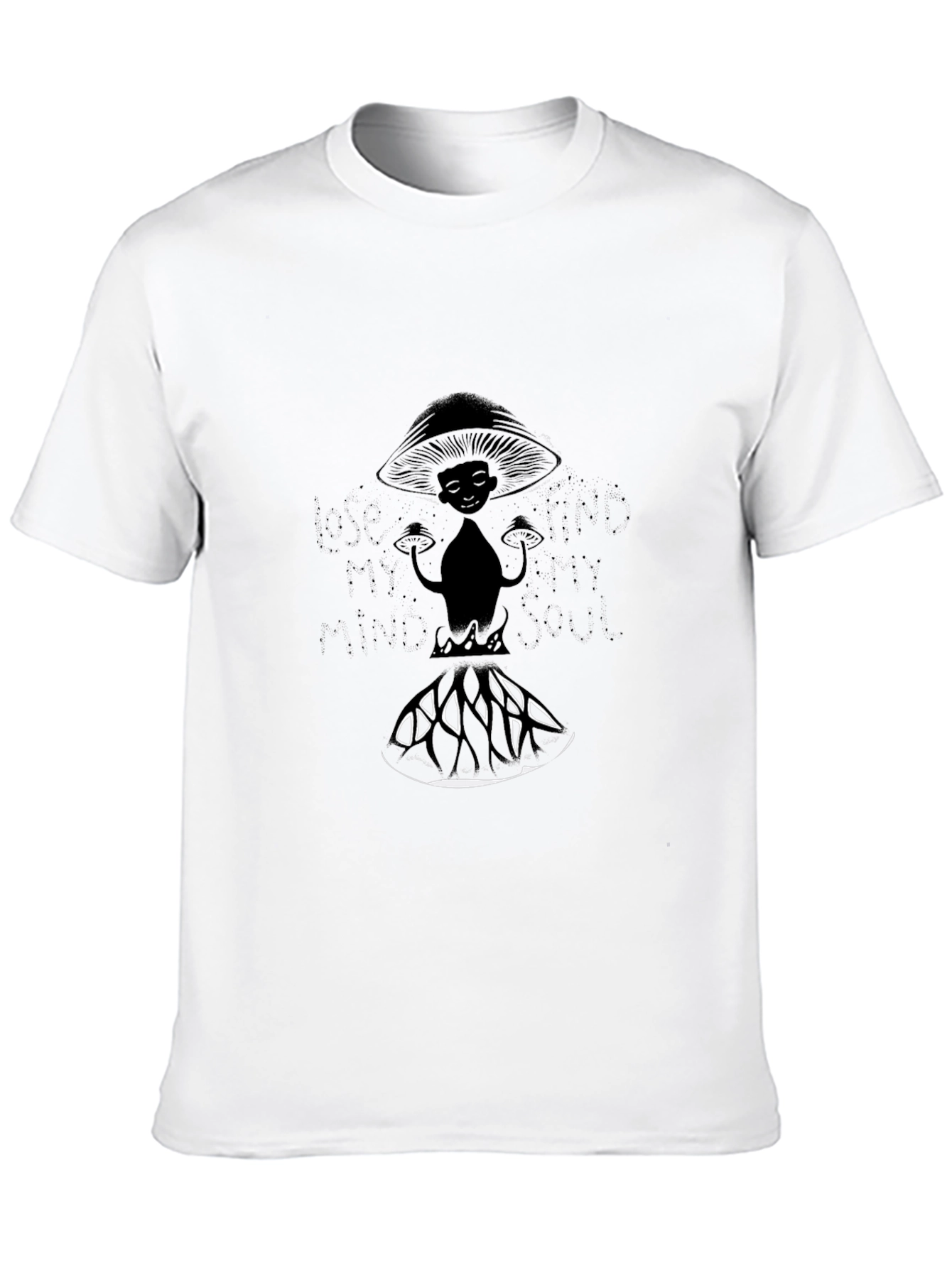 Mushroom Man Graphic Tee - Black Cotton
