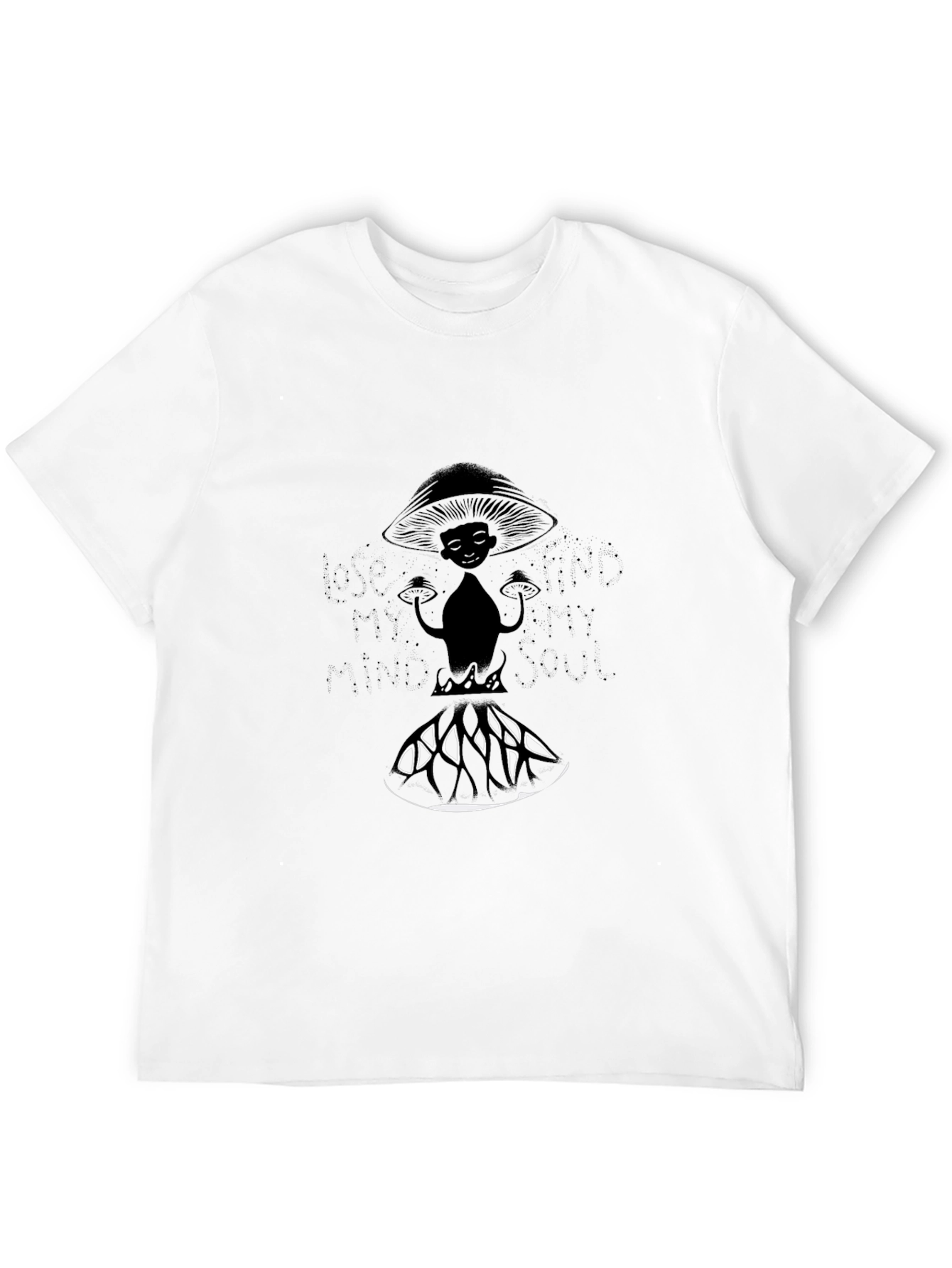 Mushroom Man Graphic Tee - Black Cotton