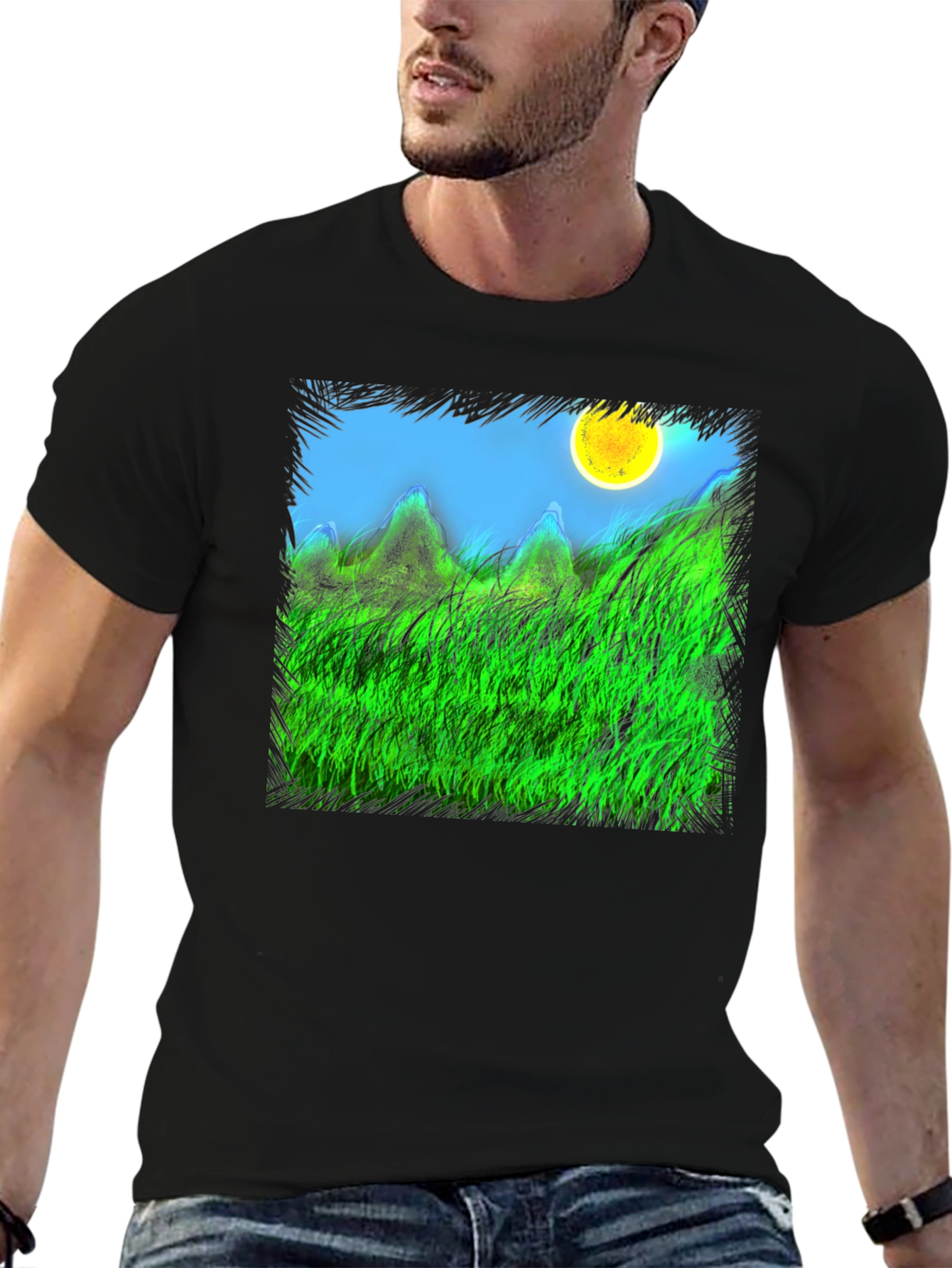 Nature Scene Graphic Black Tee