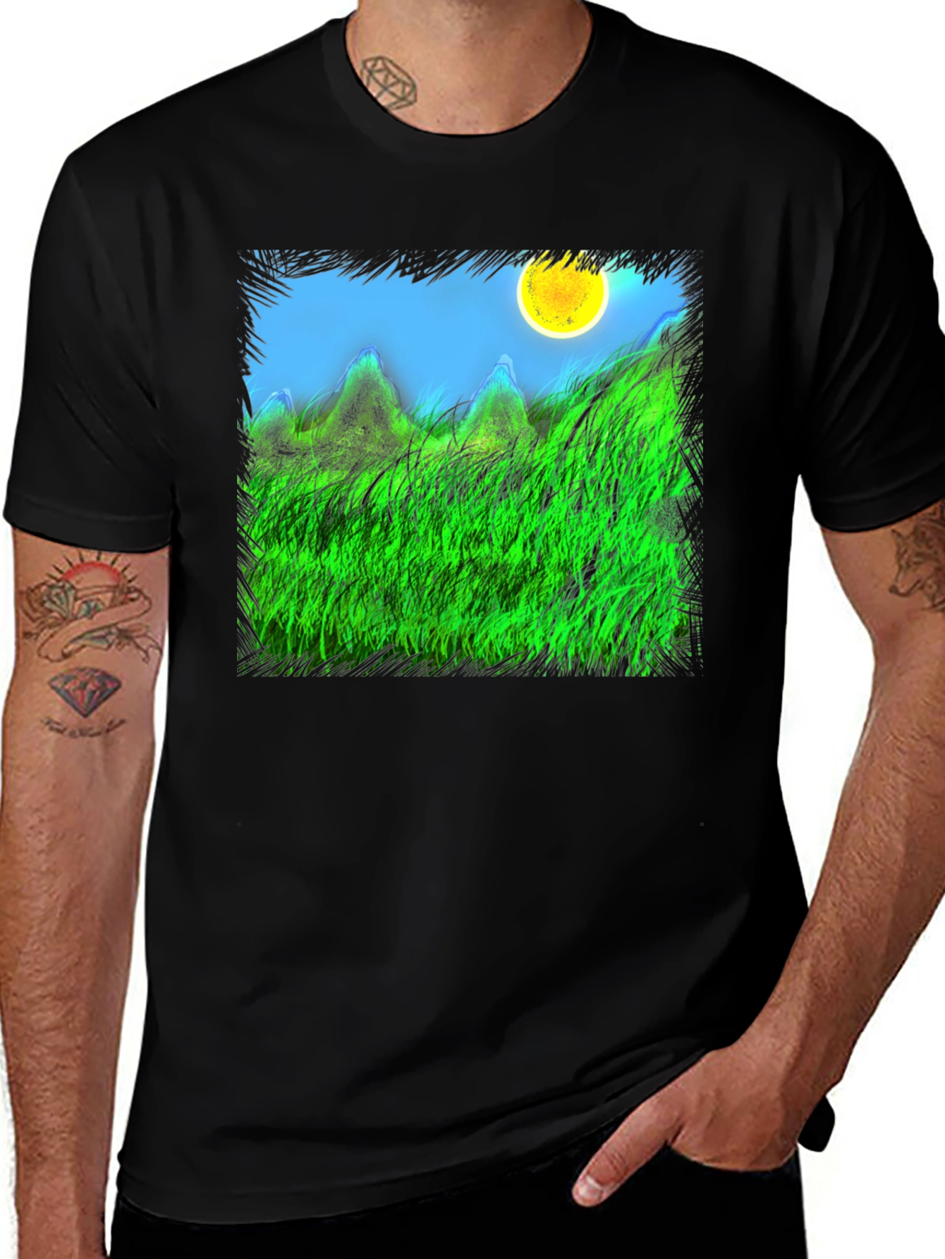 Nature Scene Graphic Black Tee