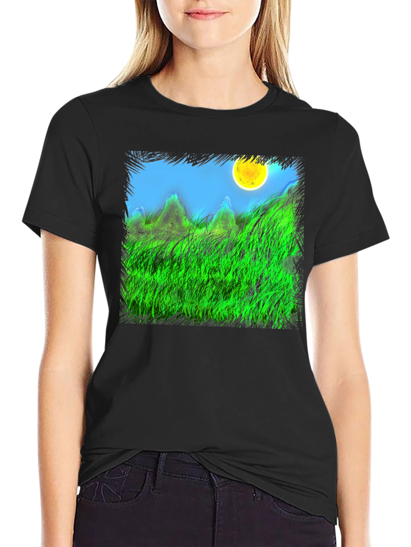 Nature Scene Graphic Black Tee