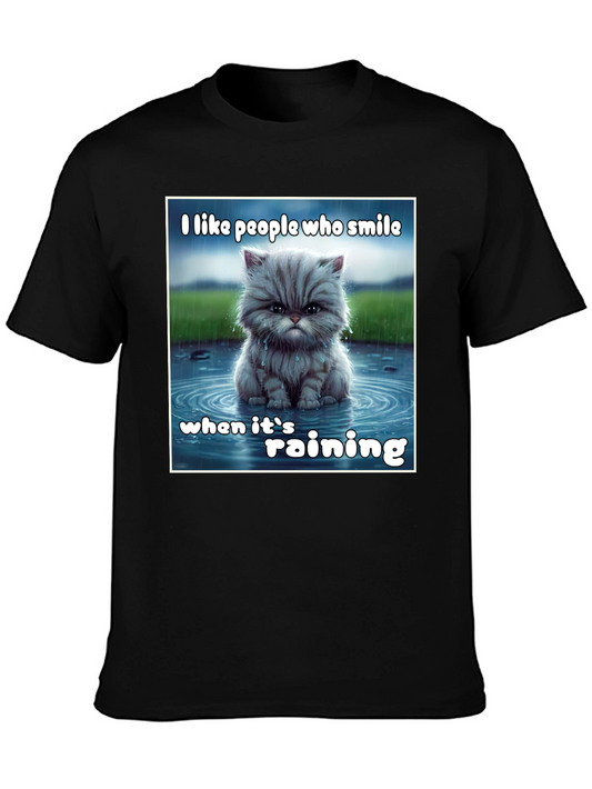 Rainy Day Cat T-Shirt - Smile Through the Storm!