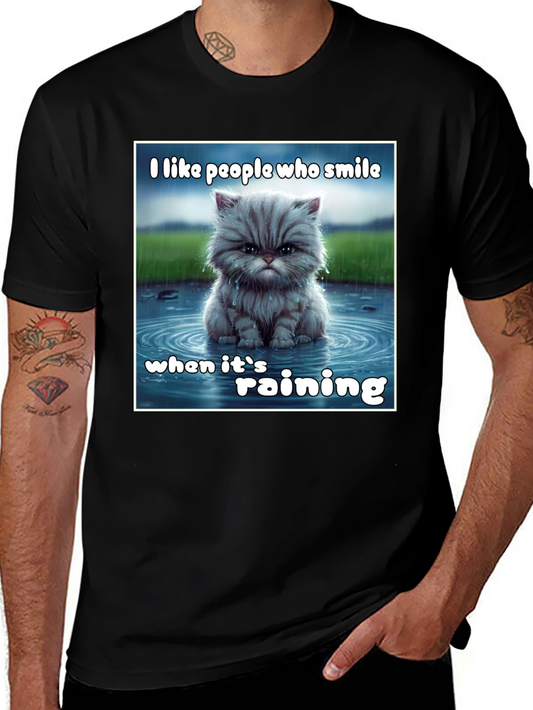 Rainy Day Cat T-Shirt - Smile Through the Storm!