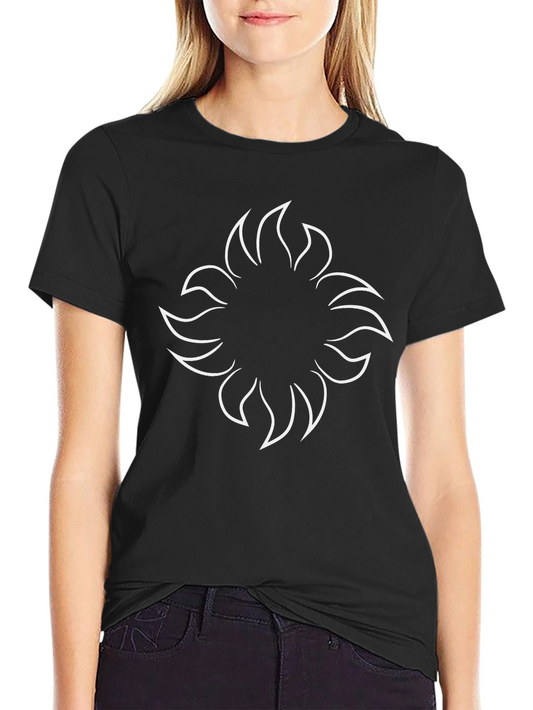 Abstract Sun Graphic Black T-Shirt