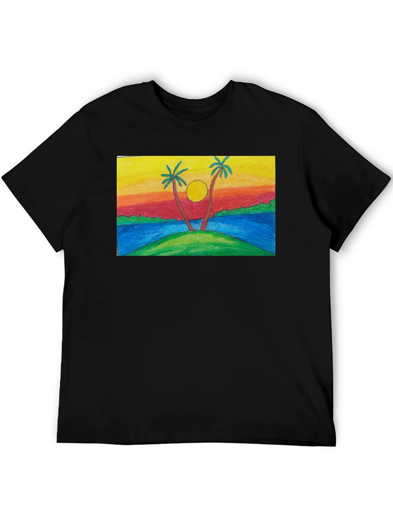 Sunset Palm Tree T-Shirt - Tropical Island Design