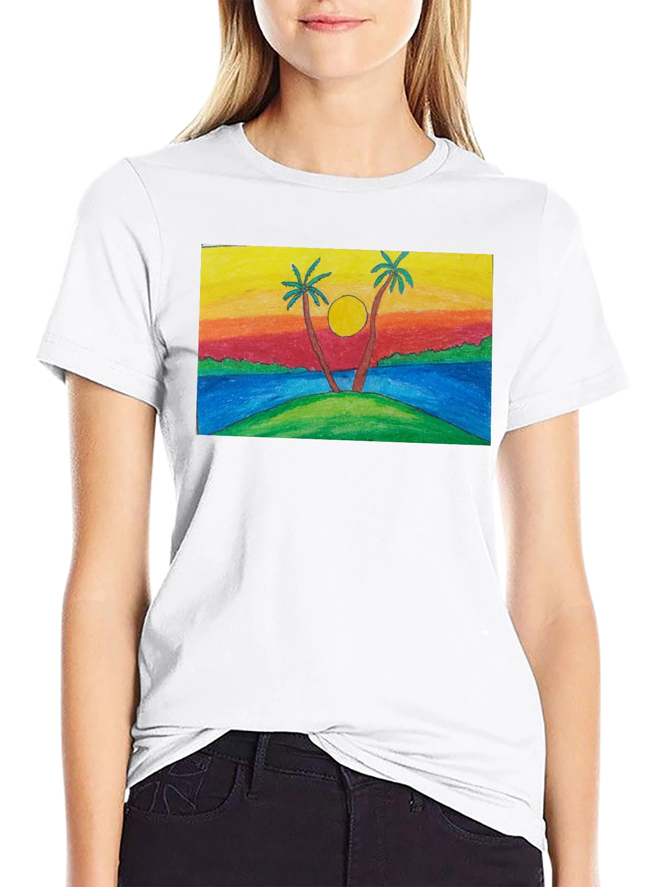 Sunset Palm Tree T-Shirt - Tropical Island Design