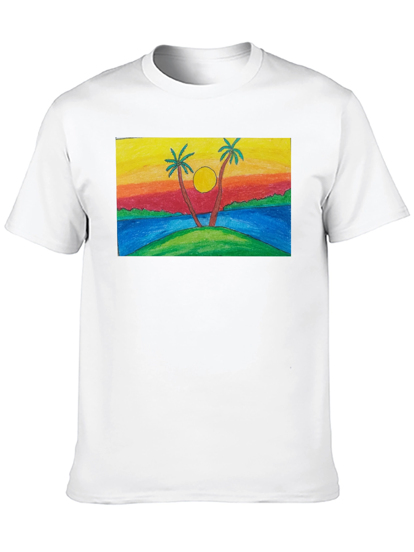 Sunset Palm Tree T-Shirt - Tropical Island Design