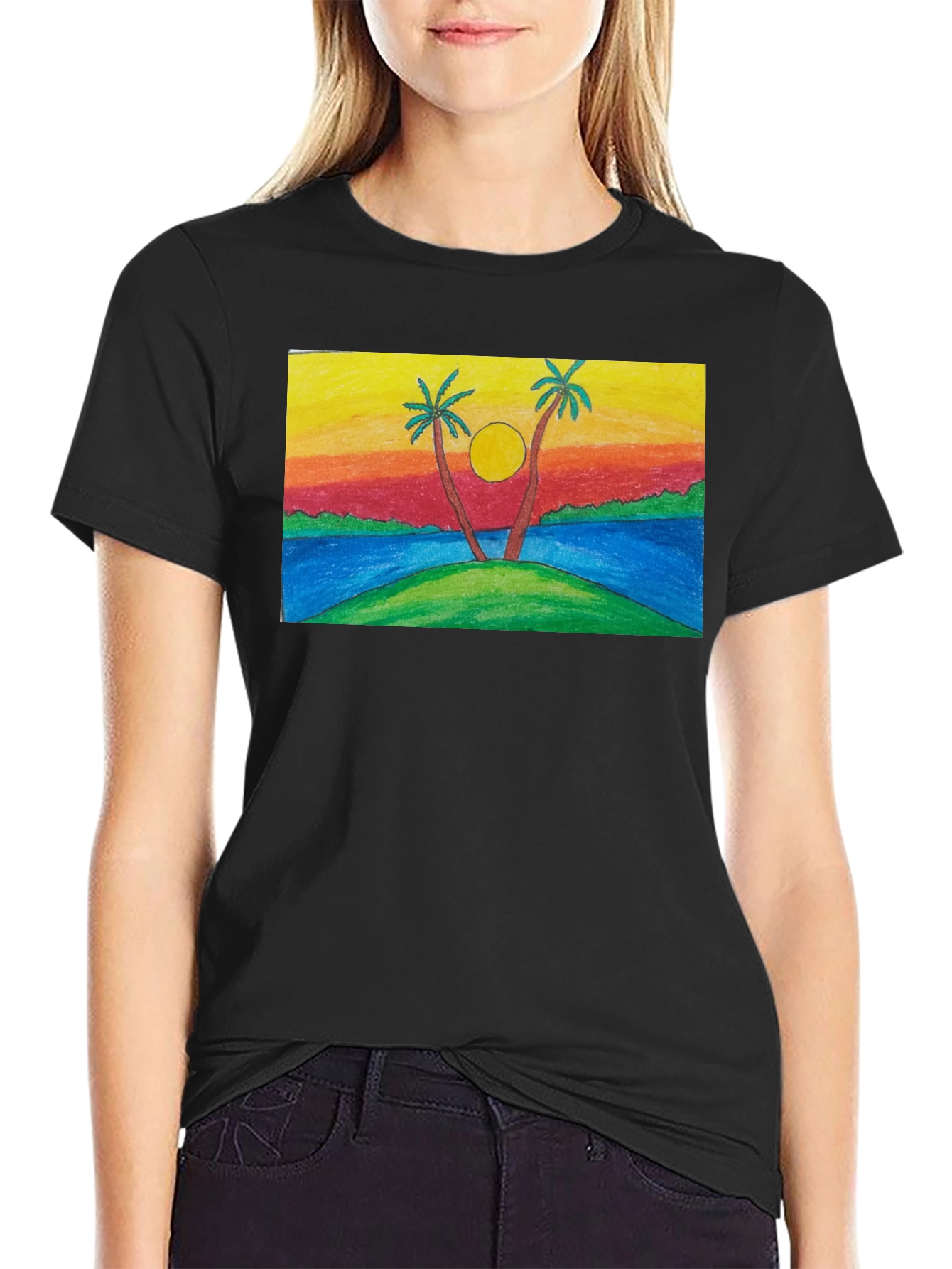 Sunset Palm Tree T-Shirt - Tropical Island Design