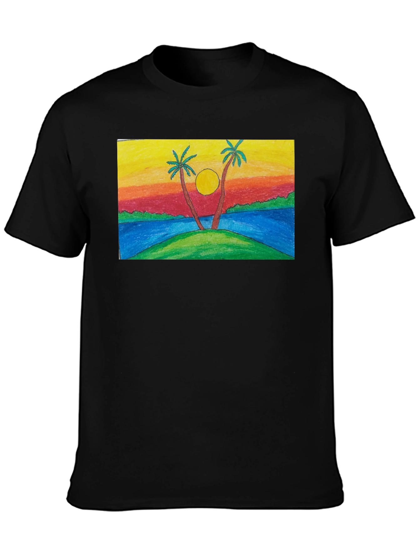 Sunset Palm Tree T-Shirt - Tropical Island Design
