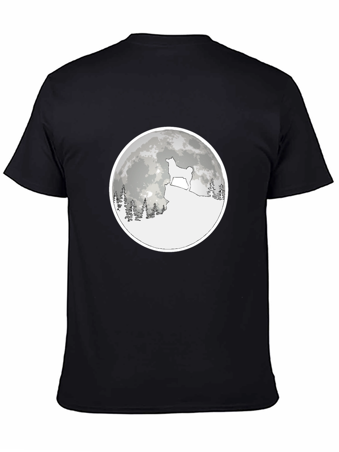 Dog Moon Graphic Tee - Unisex Black Cotton T-Shirt
