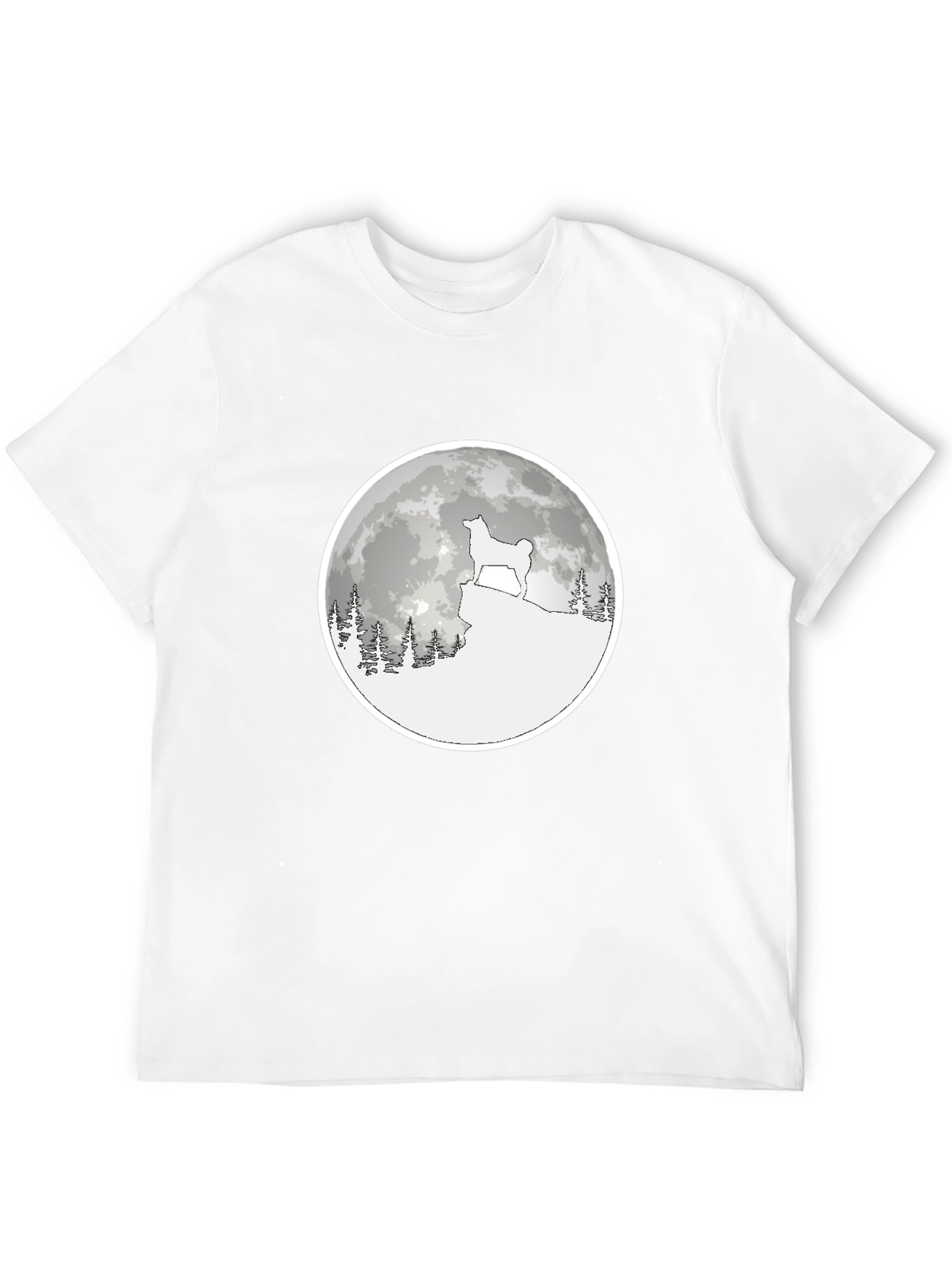 Dog Moon Graphic Tee - Unisex Black Cotton T-Shirt