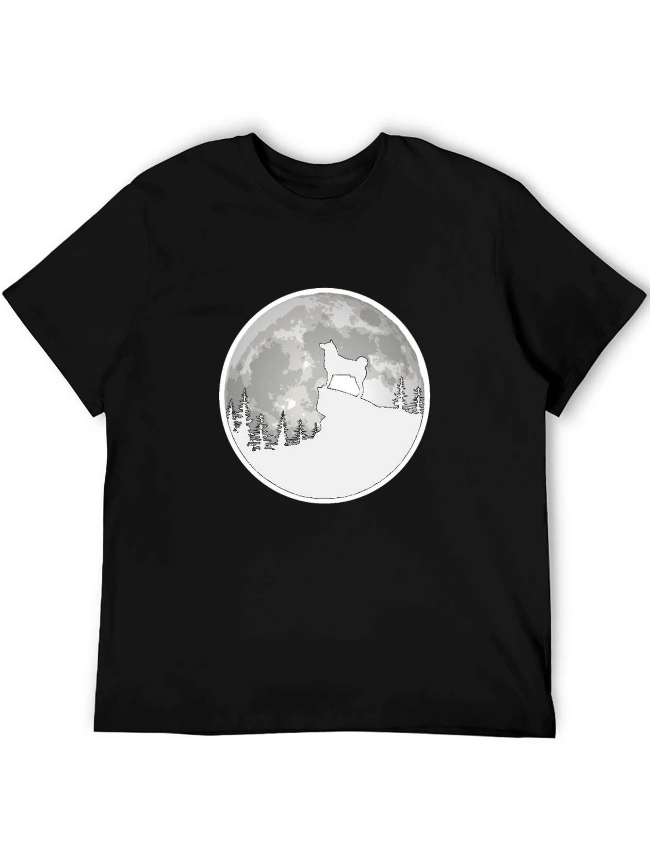Dog Moon Graphic Tee - Unisex Black Cotton T-Shirt