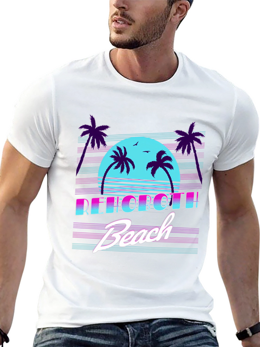 Rehoboth Beach Retro T-Shirt Palm Trees Summer