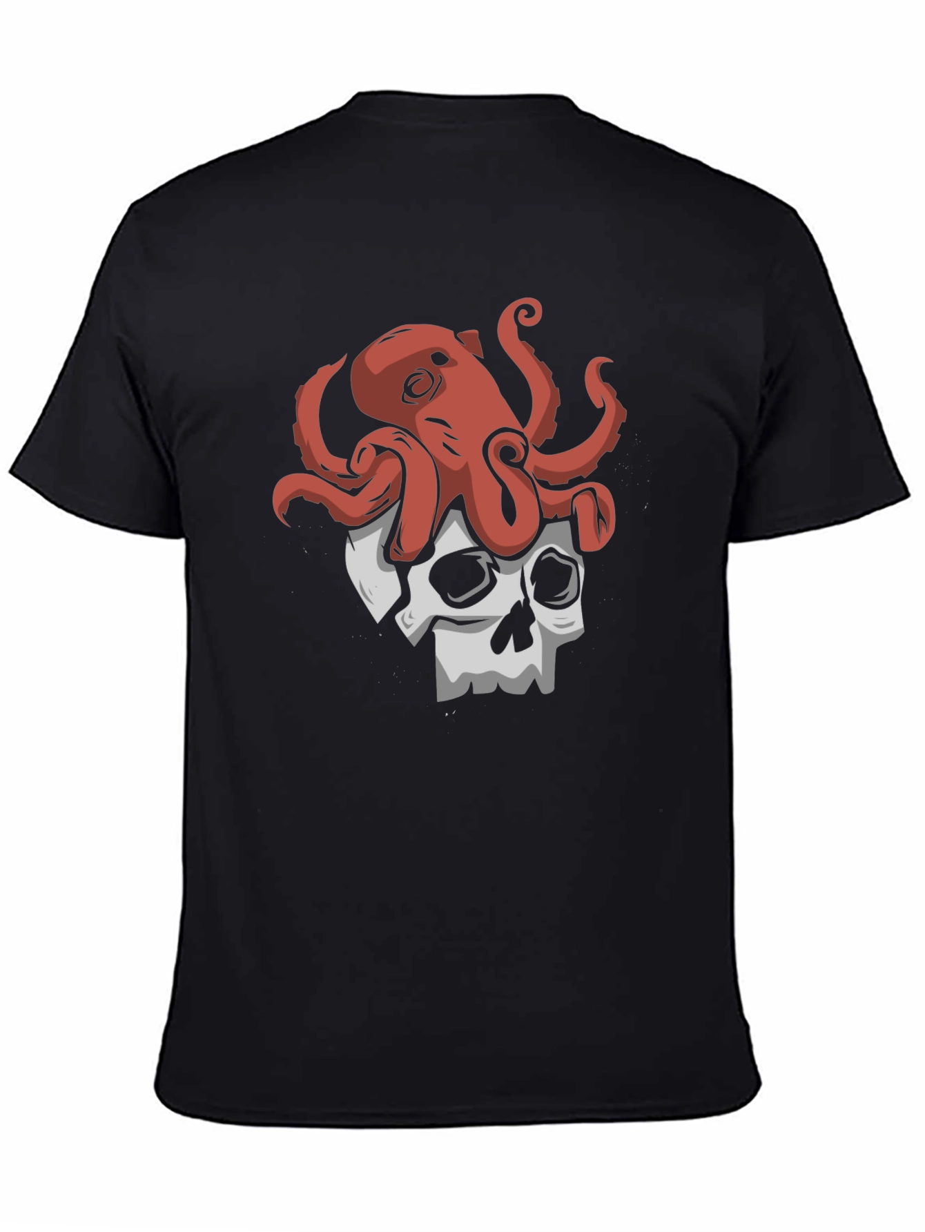 Octopus Skull Graphic Tee - Black Cotton T-Shirt