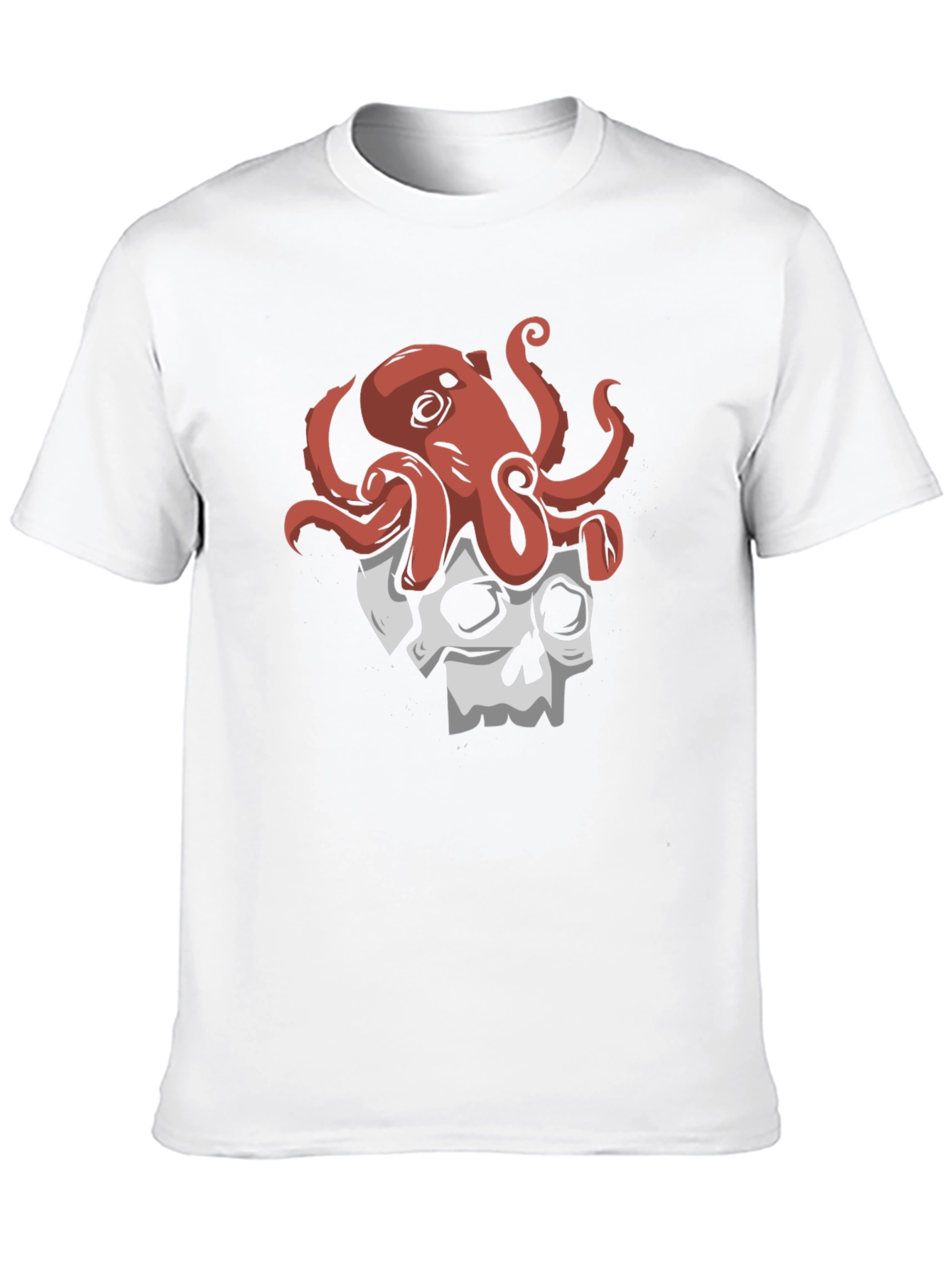 Octopus Skull Graphic Tee - Black Cotton T-Shirt