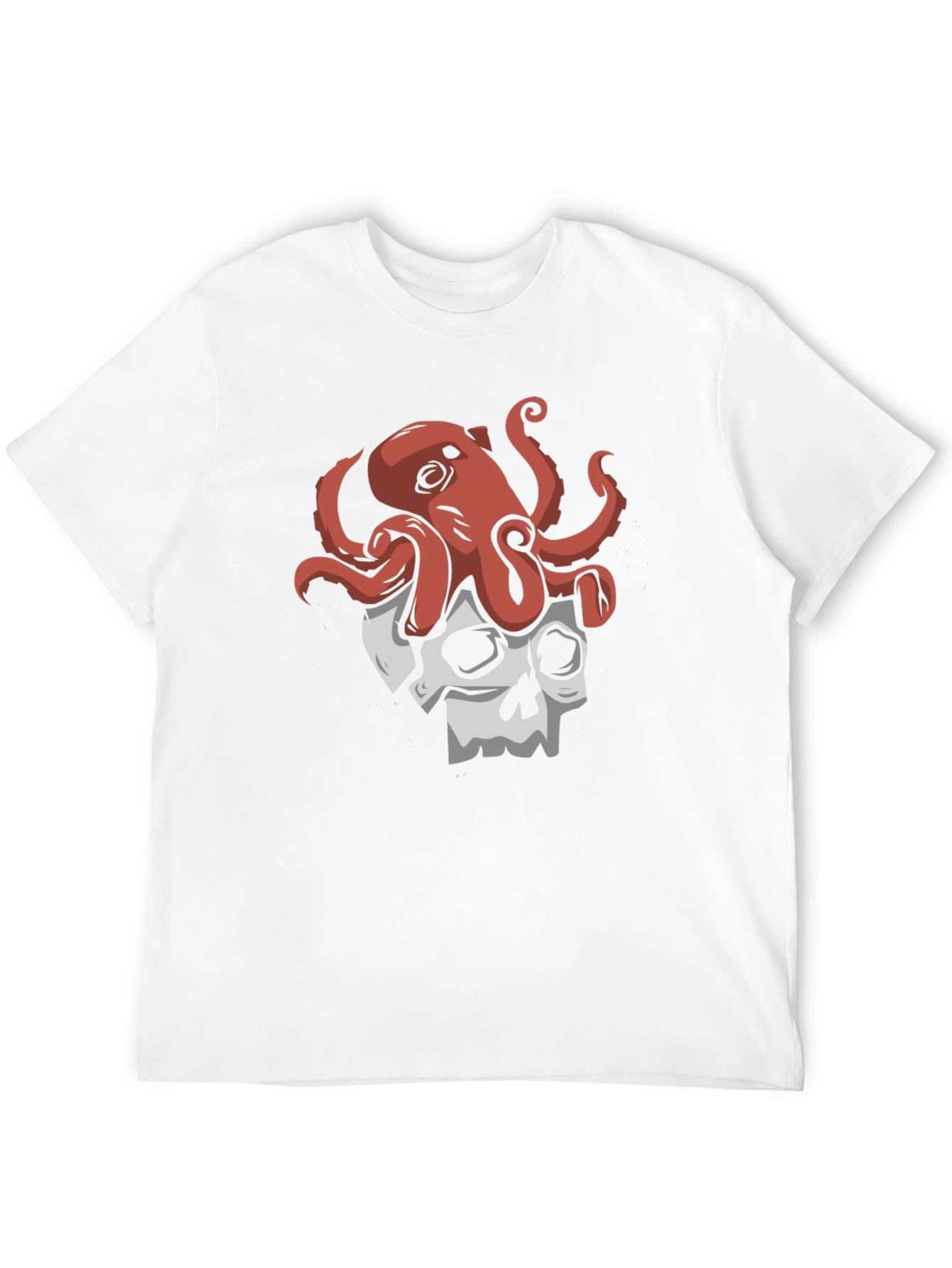 Octopus Skull Graphic Tee - Black Cotton T-Shirt
