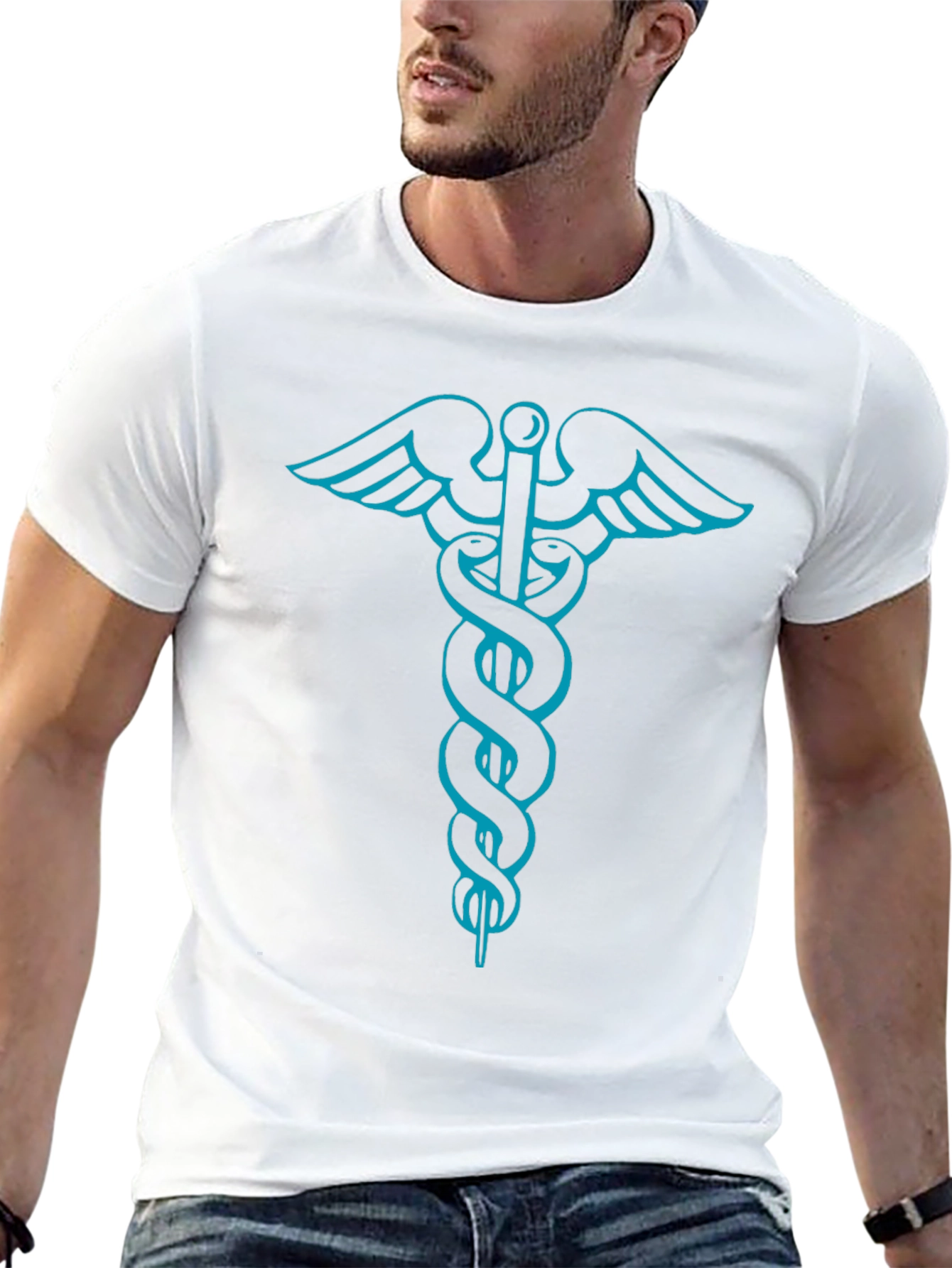 Medical Caduceus Graphic Tee - Stylish Black T-Shirt