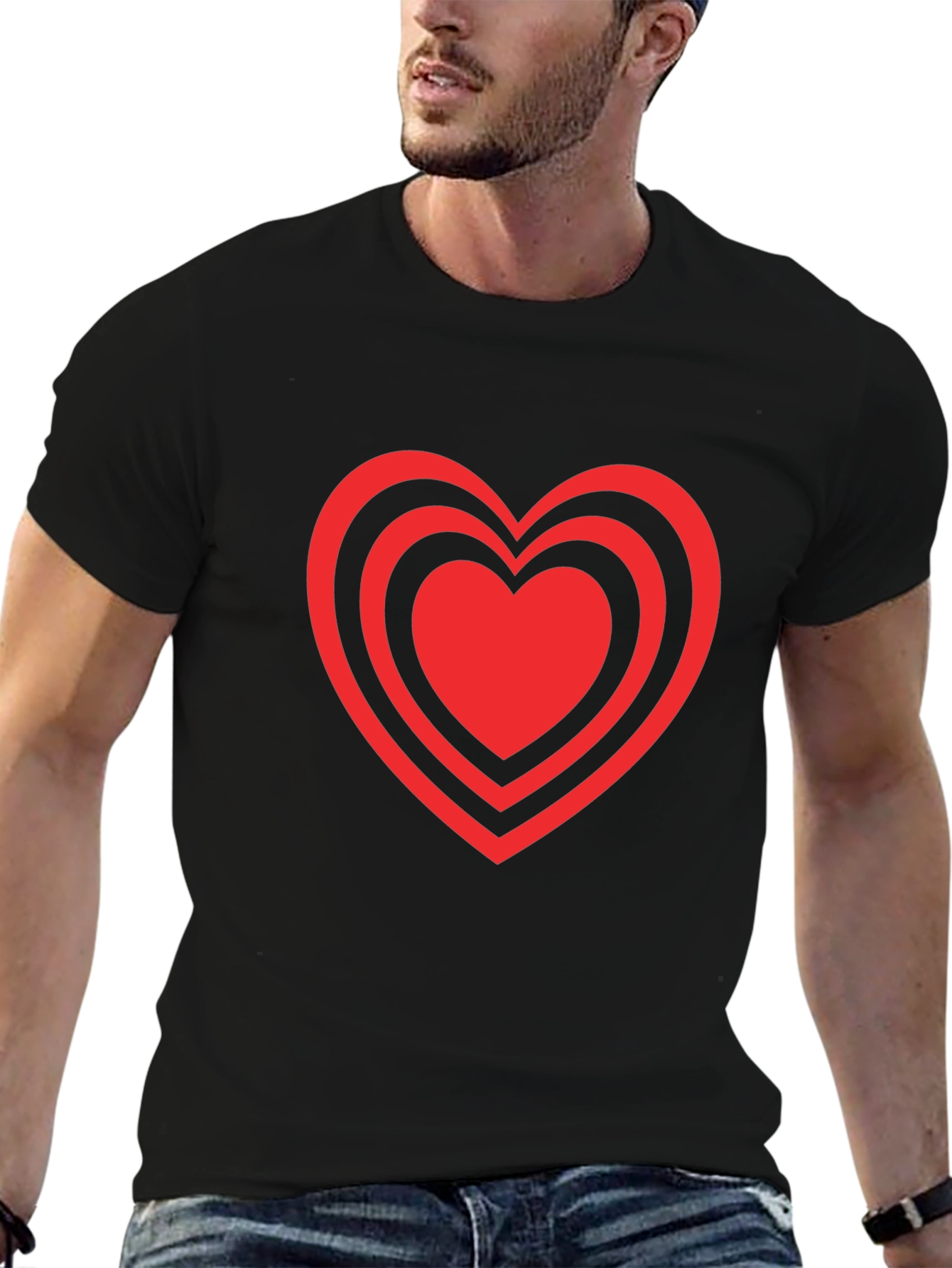 Heart Design Black T-Shirt