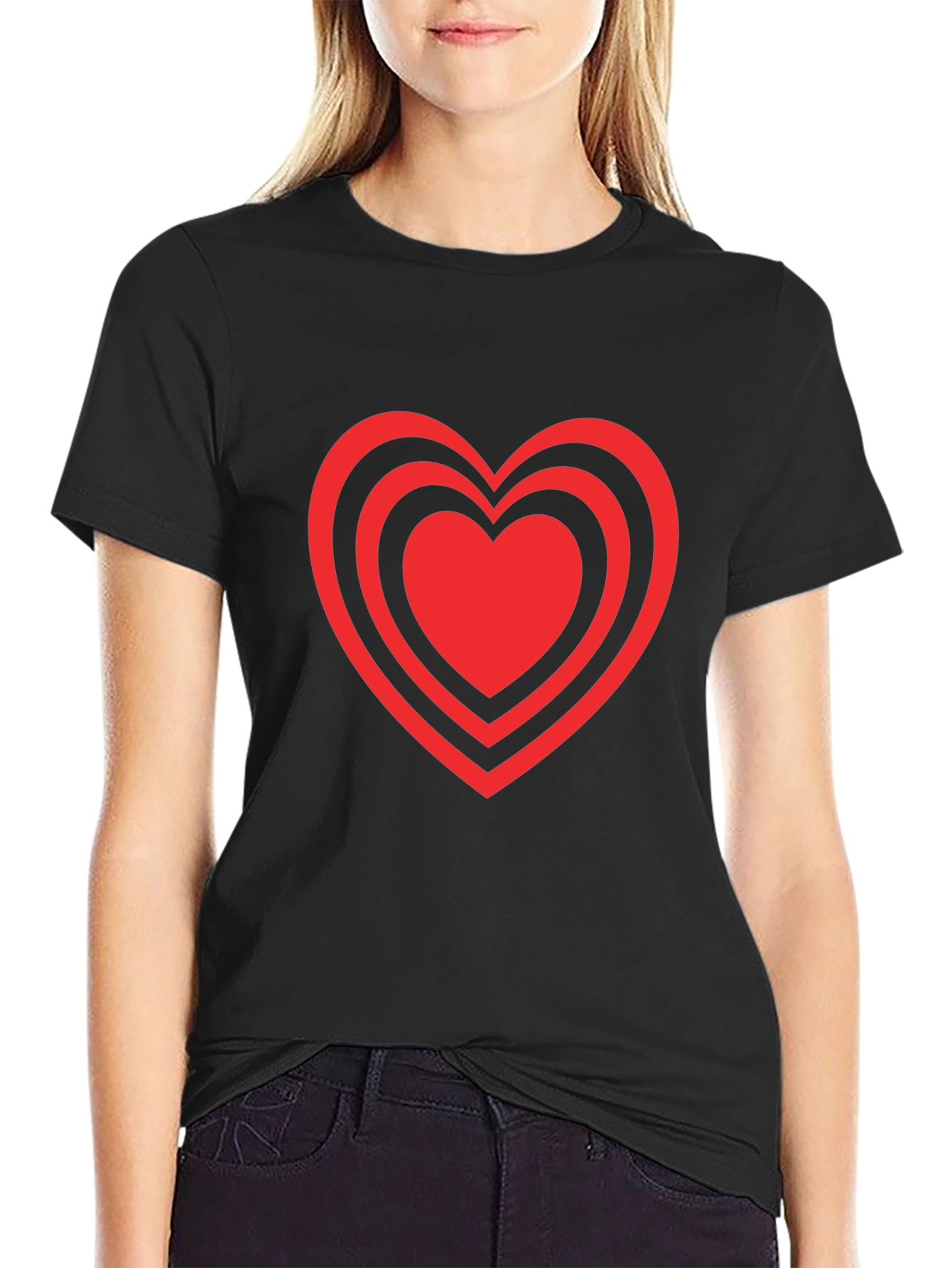 Heart Design Black T-Shirt