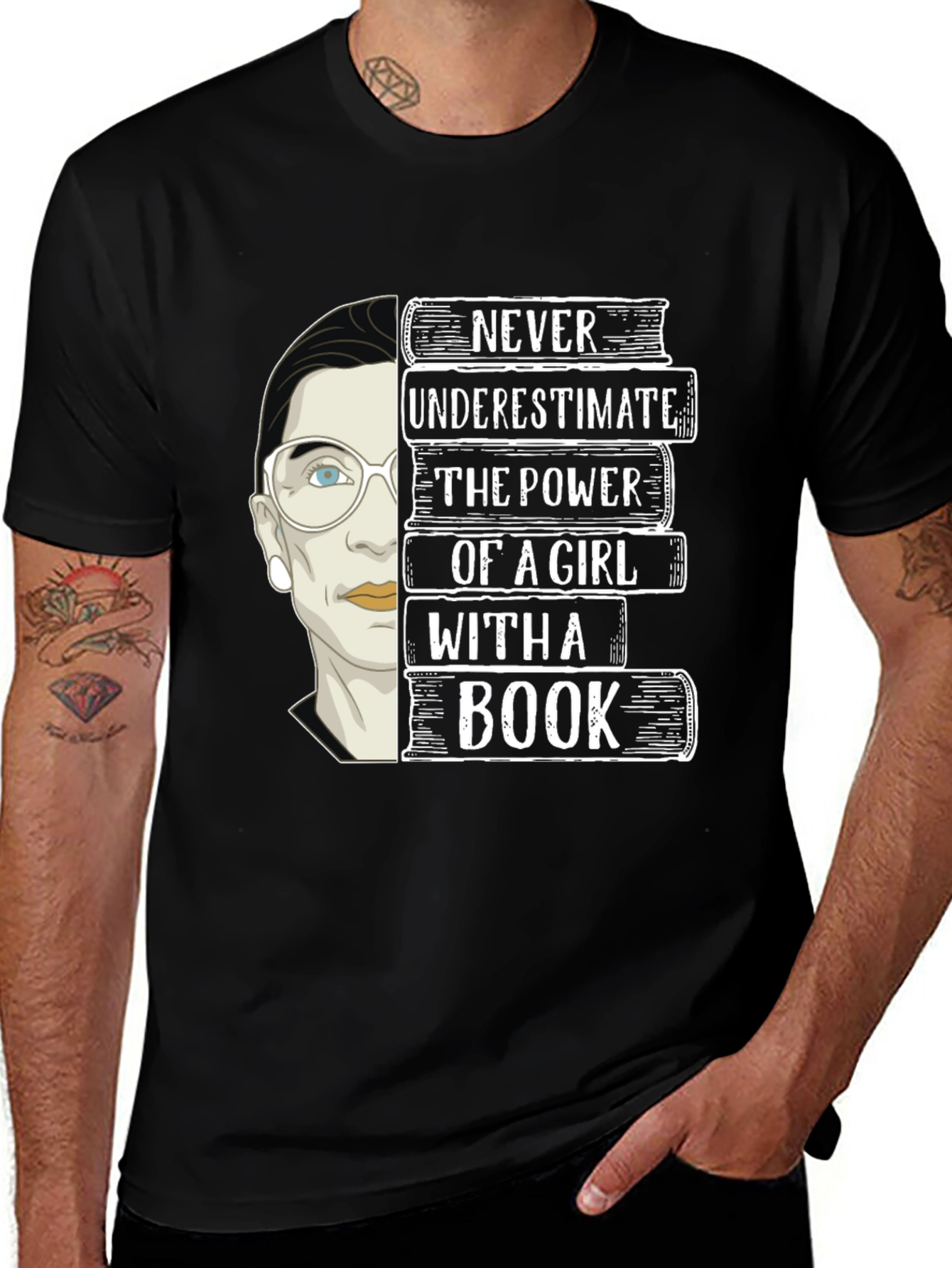 Never Underestimate Girl With a Book T-Shirt