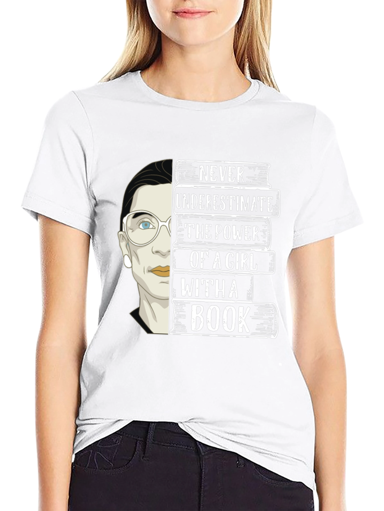 Never Underestimate Girl With a Book T-Shirt