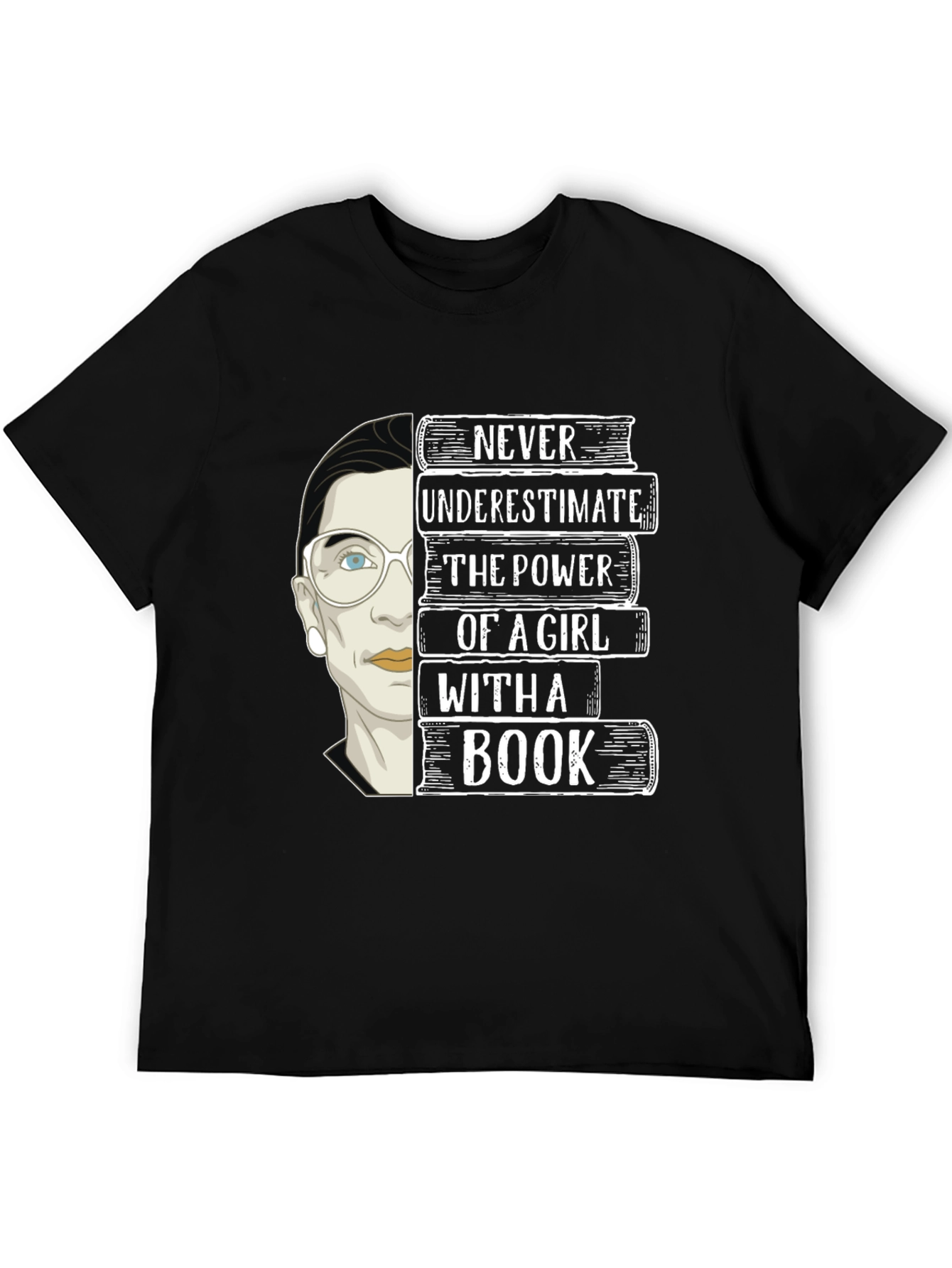 Never Underestimate Girl With a Book T-Shirt