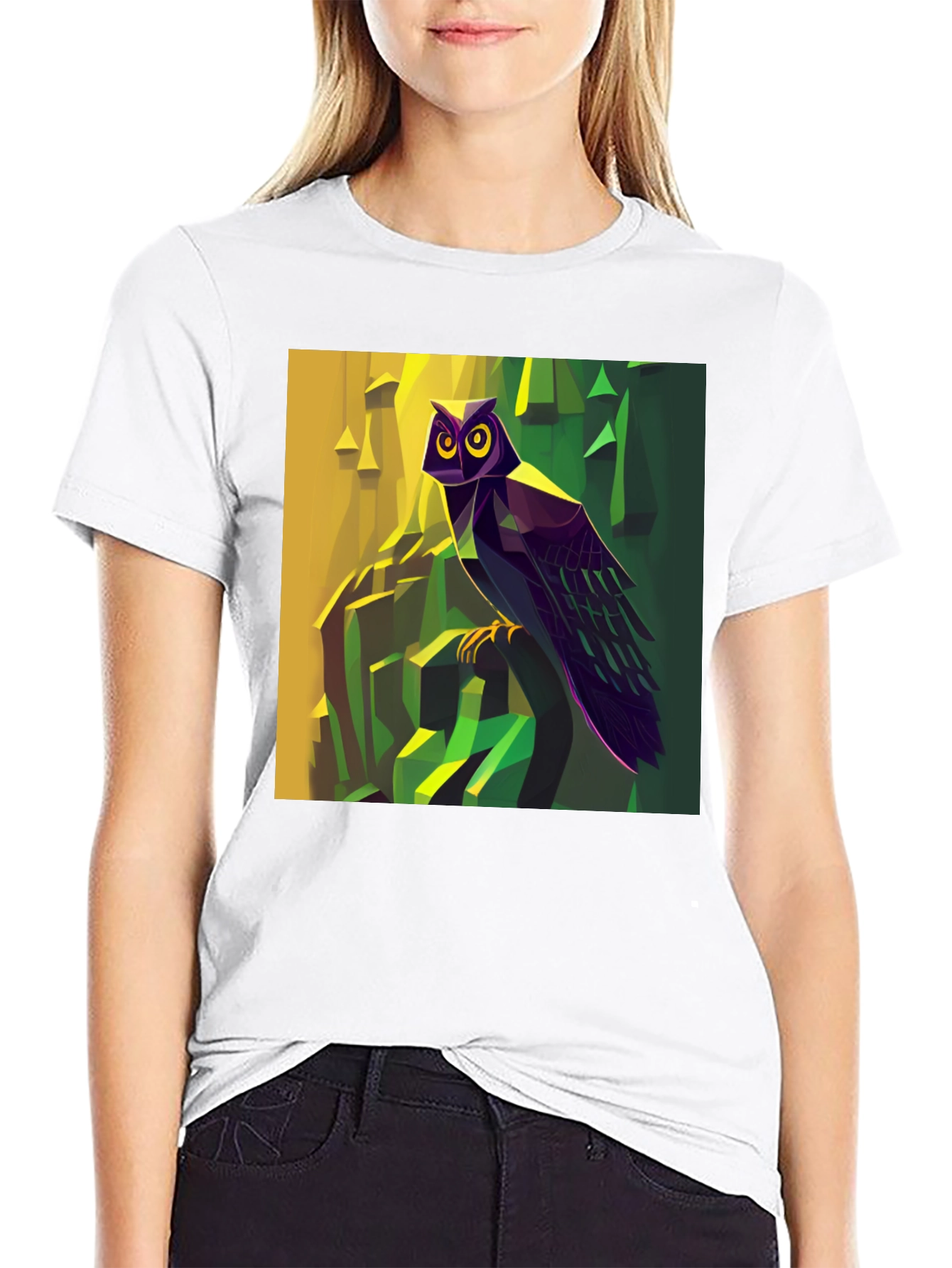 Geometric Owl Graphic T-Shirt - Artistic Design