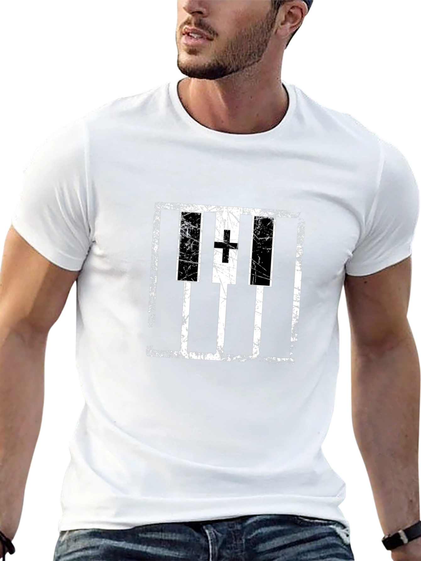 Grunge Piano Keyboard T-Shirt - Musical Style