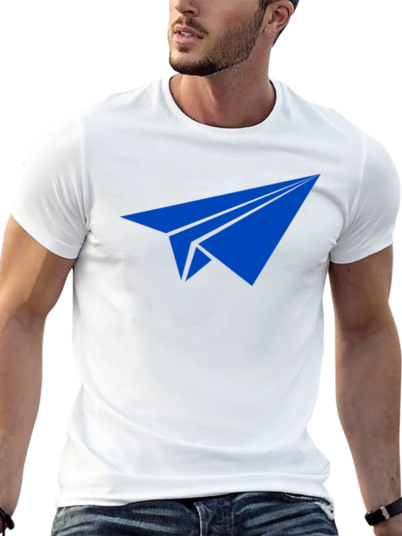 Paper Airplane Graphic Tee - Blue Print on Black