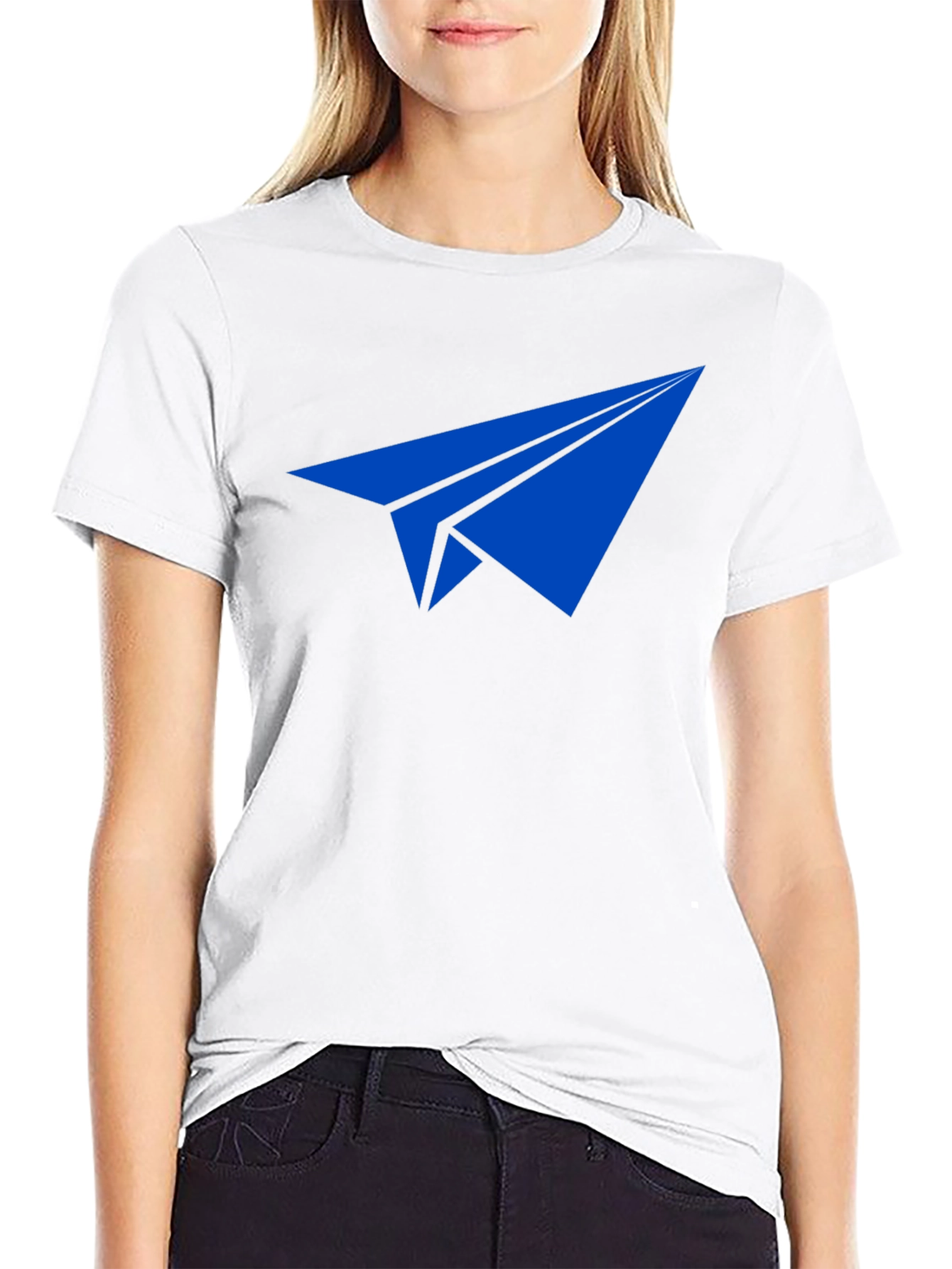 Paper Airplane Graphic Tee - Blue Print on Black