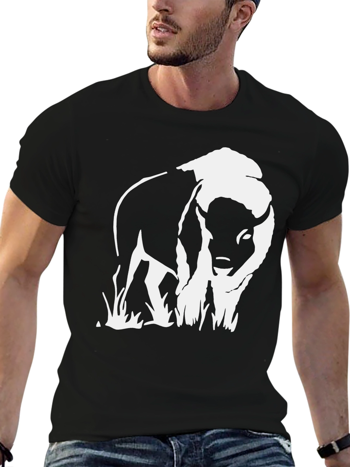 Buffalo Graphic Tee - Black Cotton Blend T-Shirt