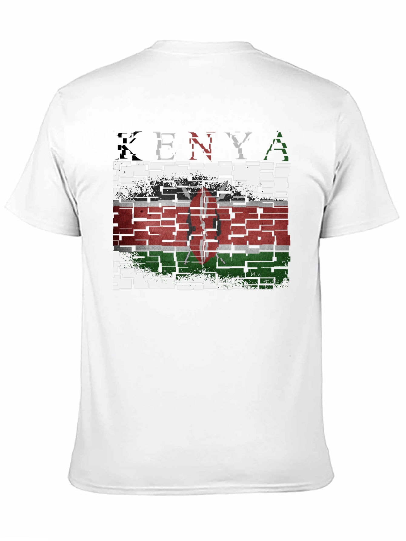 Kenya Flag T-Shirt - Distressed Brick Design