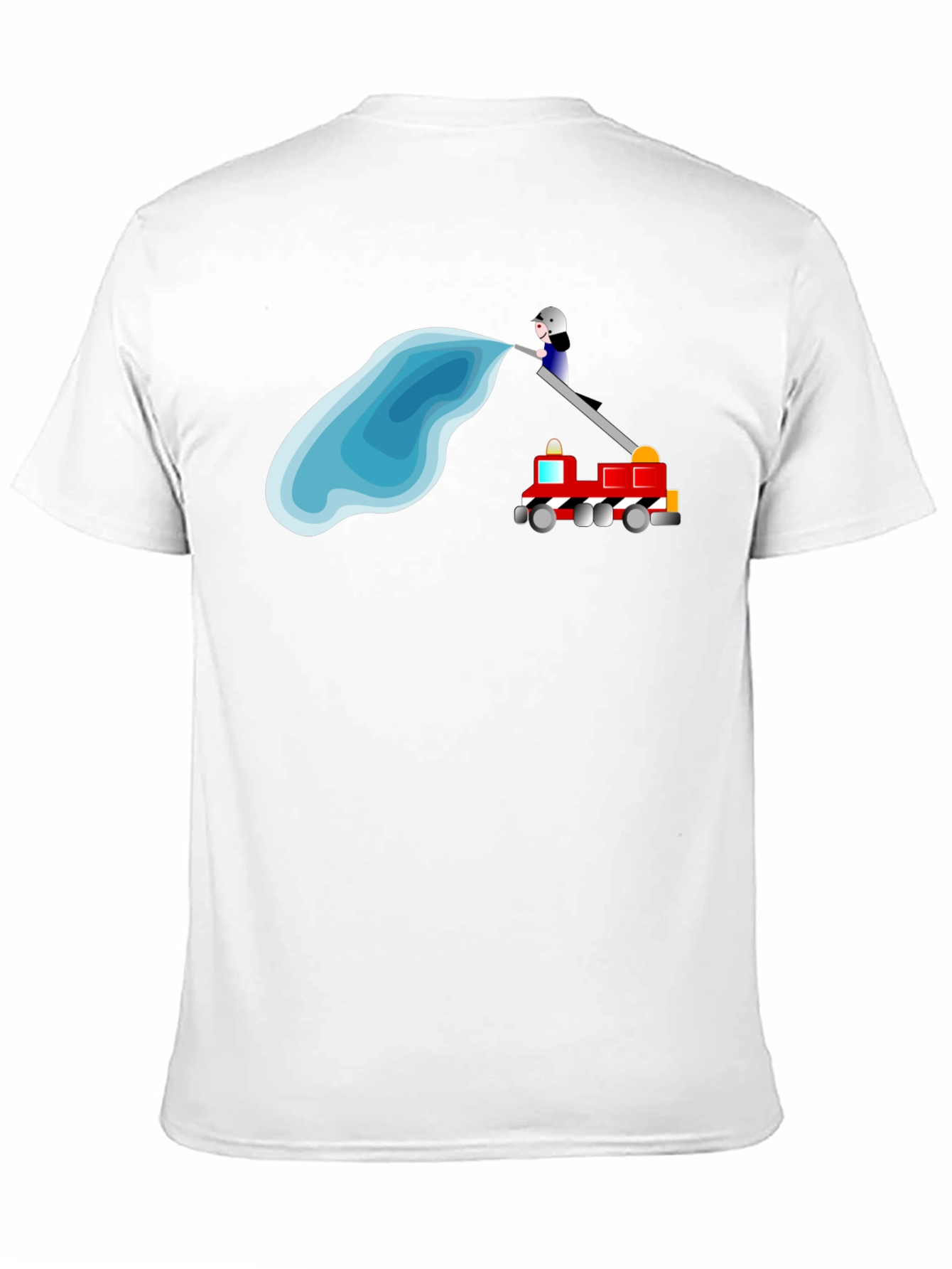 Firefighter Cartoon Black T-Shirt