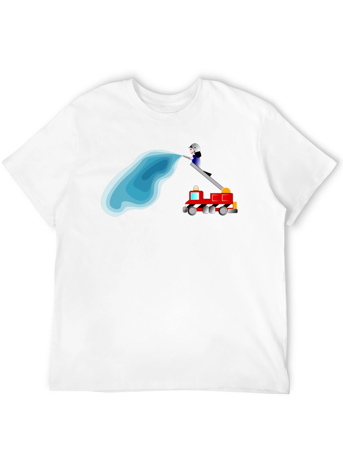 Firefighter Cartoon Black T-Shirt