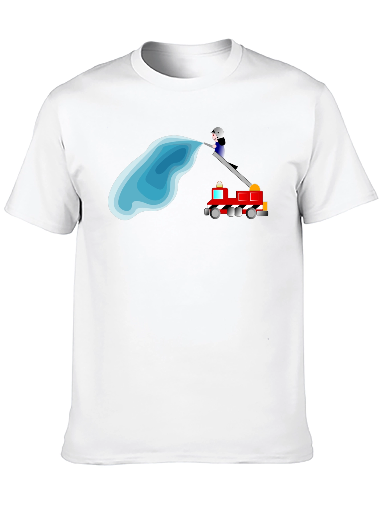 Firefighter Cartoon Black T-Shirt