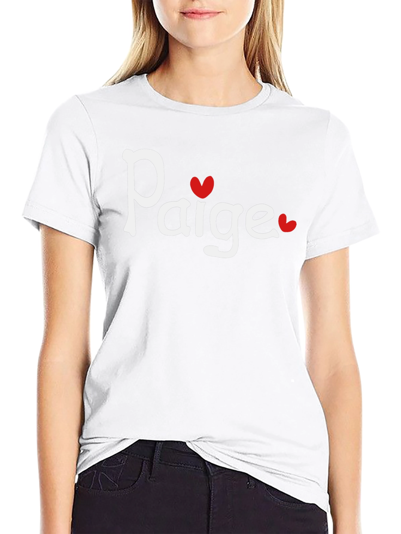Paige Heart Tee - Black Cotton Graphic T-Shirt