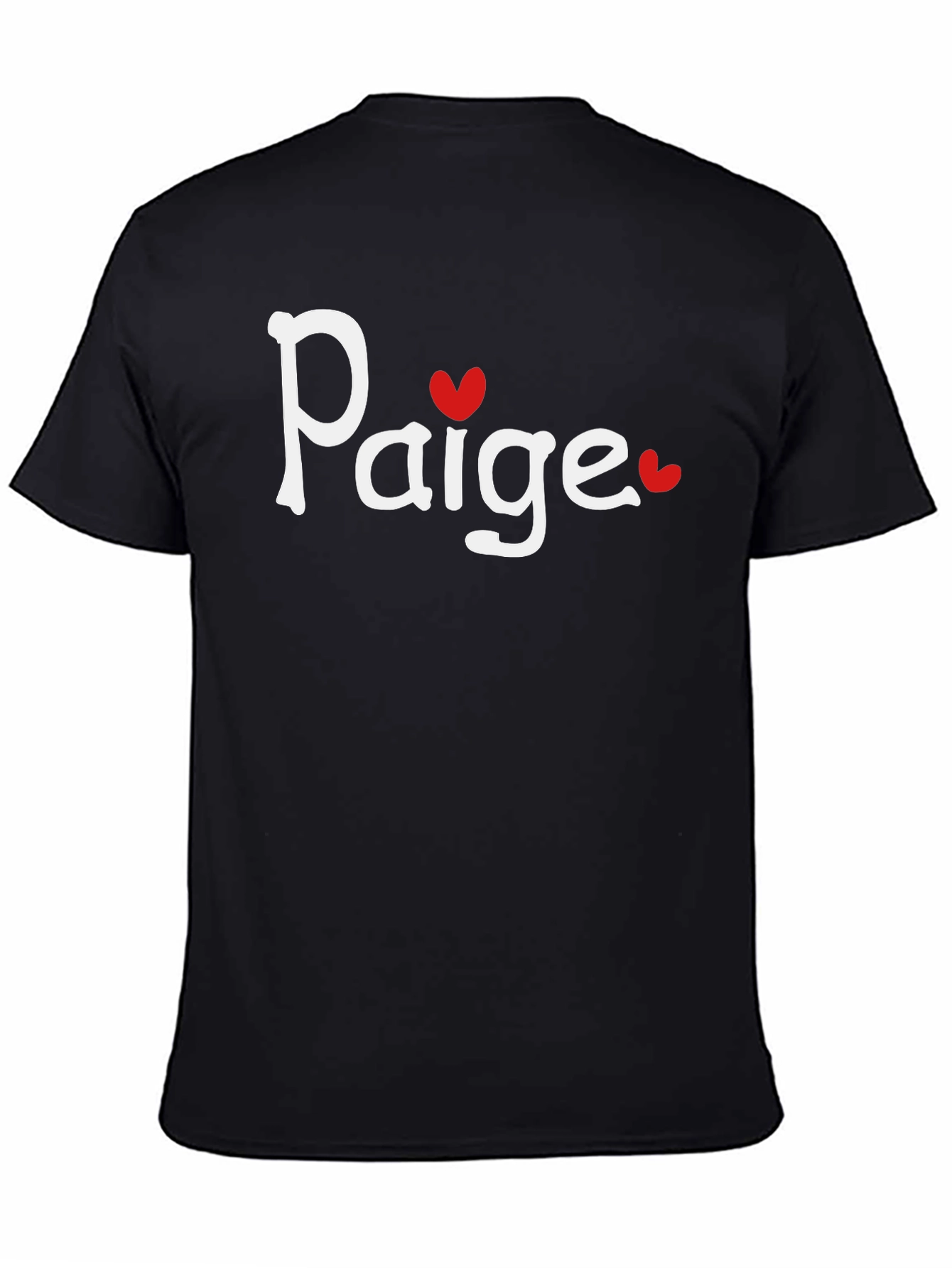 Paige Heart Tee - Black Cotton Graphic T-Shirt