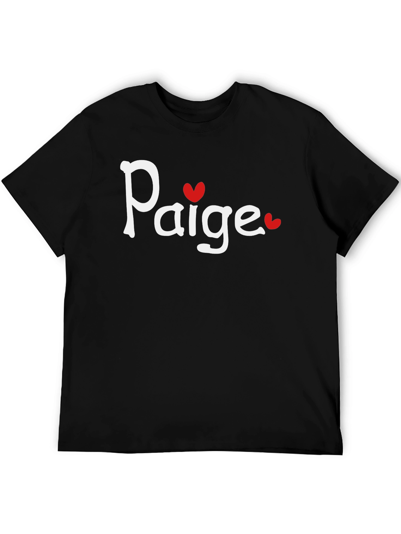 Paige Heart Tee - Black Cotton Graphic T-Shirt