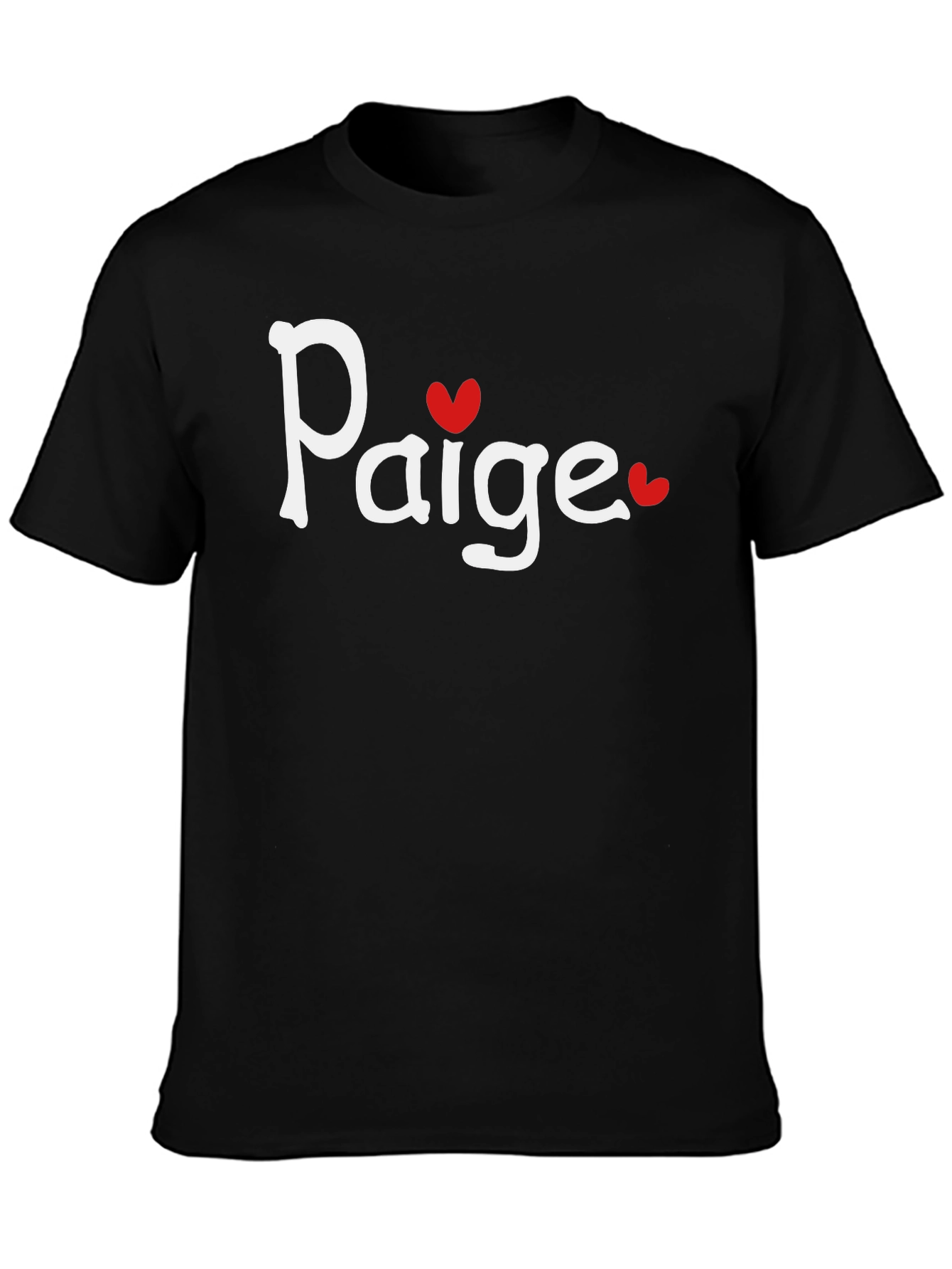 Paige Heart Tee - Black Cotton Graphic T-Shirt