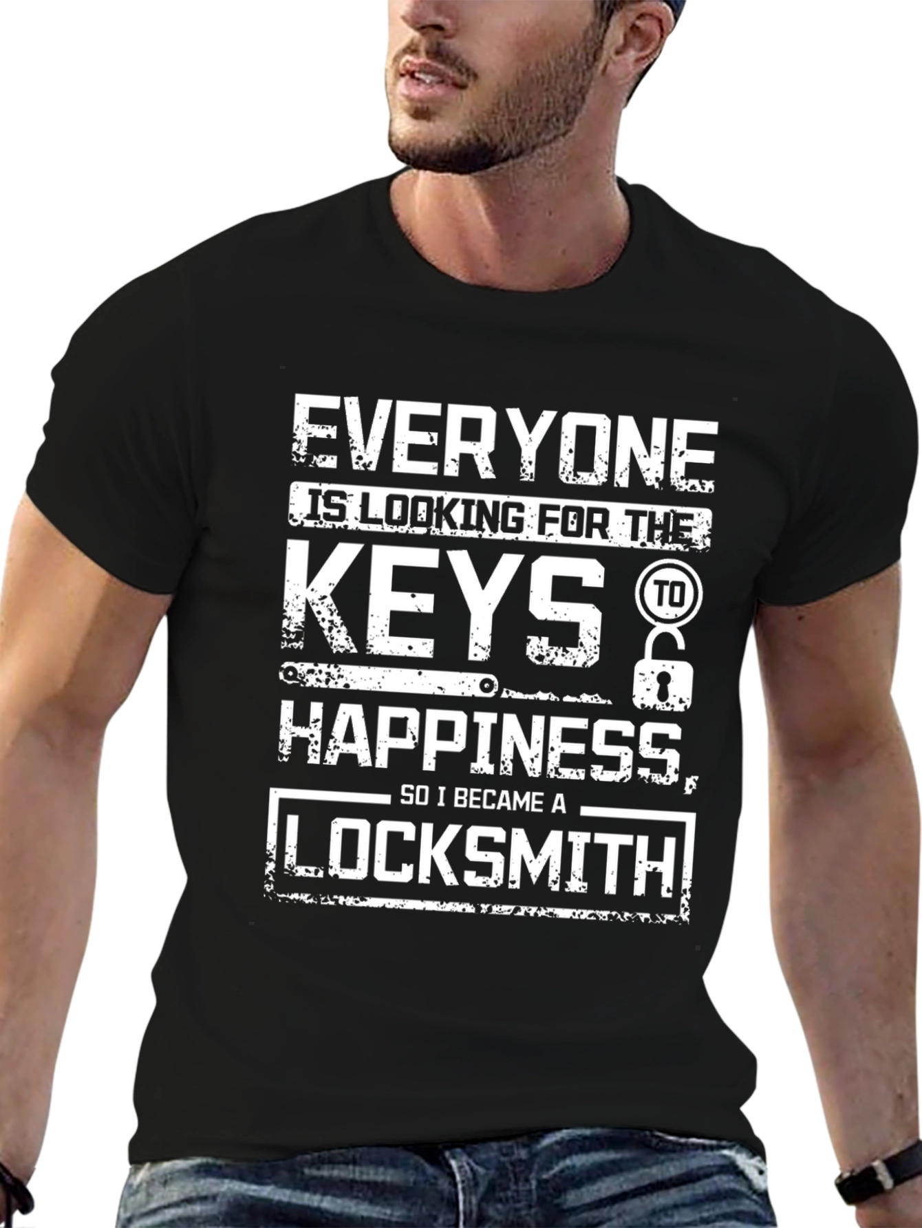 Locksmith Humor T-Shirt: Key to Happiness Tee